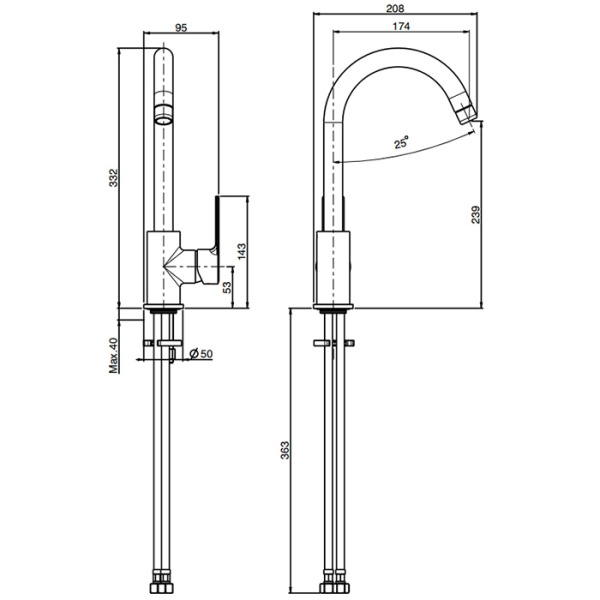 смеситель для кухни fima carlo frattini kitchen mast f3137/3cr, хром