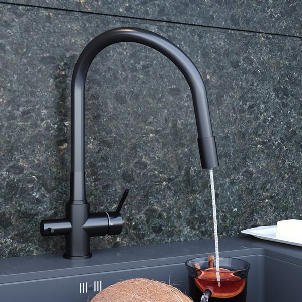 смеситель elghansa kitchen pure water 56f5216-black для кухни (для фильтра) с гибким изливом