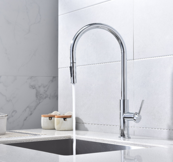 смеситель для кухни paulmark senso se215180-cr, с выдвижным изливом, сенсорное управление, цвет хром