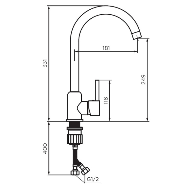 смеситель для кухни dorff logic d3007033 белый