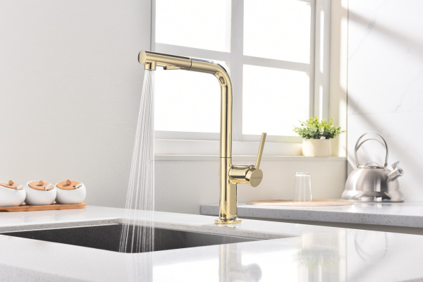 смеситель для кухни paulmark neo ne214419-g, цвет золото