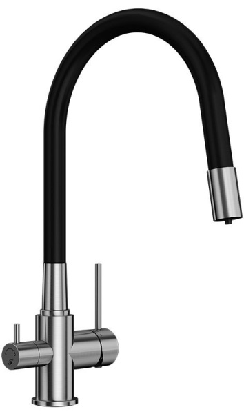 смеситель elghansa kitchen pure water 56f5216-steel для кухни (для фильтра) с гибким изливом