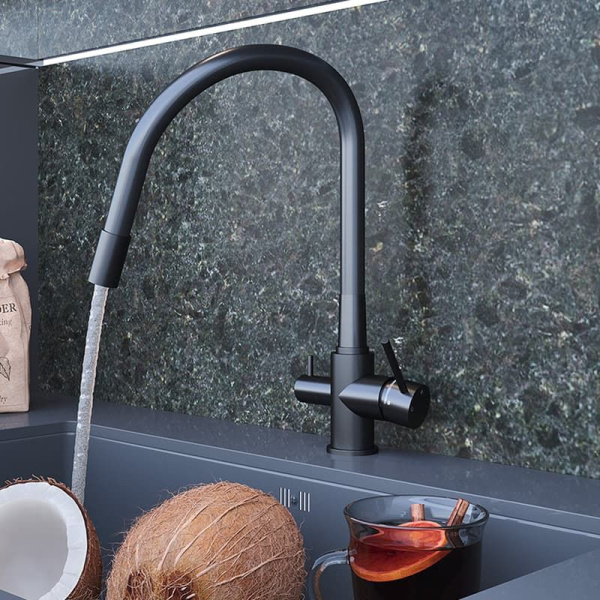смеситель elghansa kitchen pure water 56f5216-black для кухни (для фильтра) с гибким изливом