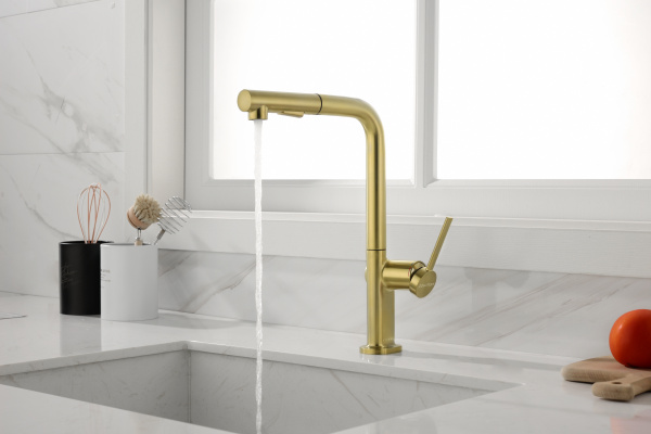 смеситель для кухни paulmark neo ne214419-bg, цвет брашированное золото