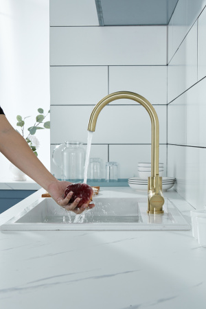 смеситель для кухни paulmark essen es213211-br, бронза