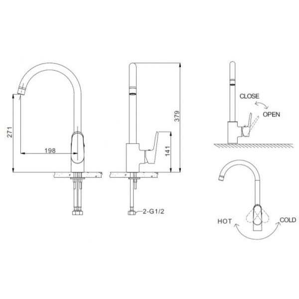 смеситель для кухни bravat pure f7105161c