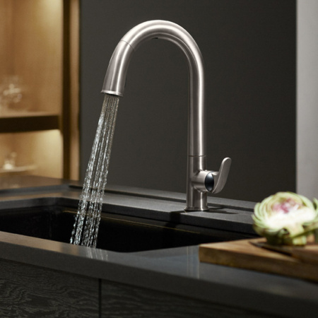 смеситель для кухни jacob delafon sensate e72218-b7-vs сенсорный, матовая сталь