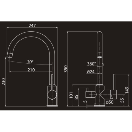 смеситель для кухни с подключением к фильтру elghansa kitchen pure water 56b5216-steel