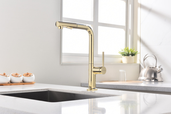 смеситель для кухни paulmark neo ne214419-g, цвет золото