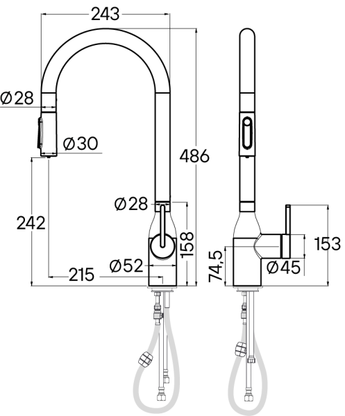 смеситель для кухни paulmark universal un213880-wh, с выдвижным изливом, цвет белый