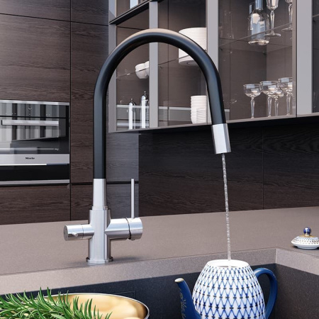 смеситель elghansa kitchen pure water 56f5216-steel для кухни (для фильтра) с гибким изливом