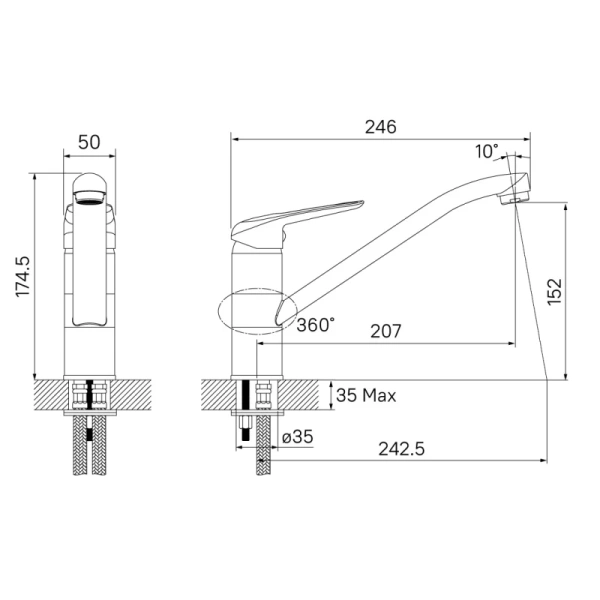 смеситель для кухни iddis male malbl00i05 черный