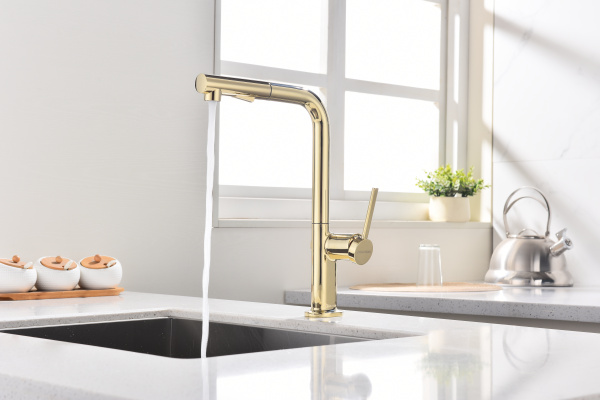 смеситель для кухни paulmark neo ne214419-g, цвет золото
