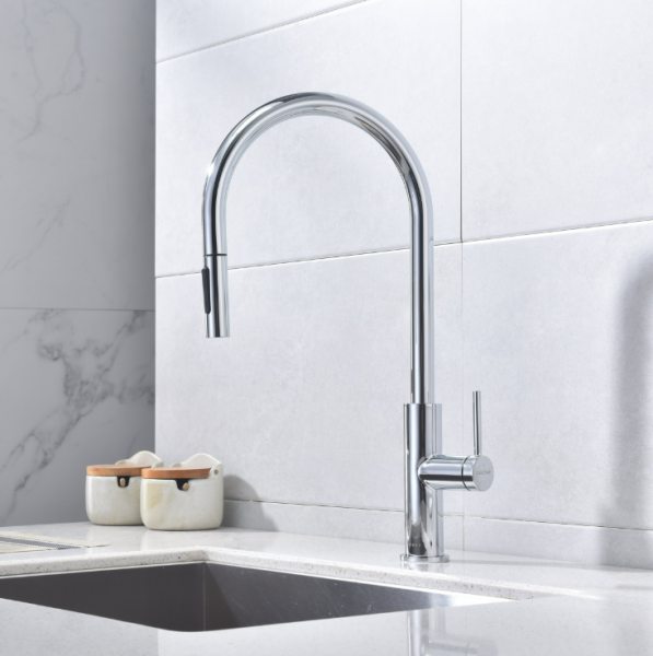 смеситель для кухни paulmark senso se215180-cr, с выдвижным изливом, сенсорное управление, цвет хром