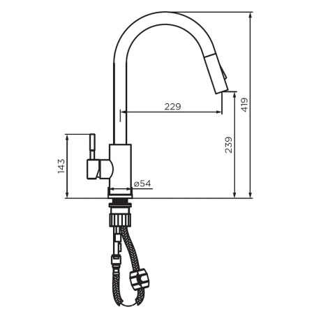 смеситель для кухни dorff logic d3007500 хром