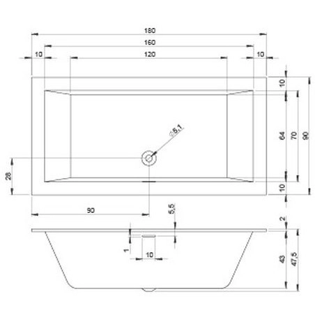 акриловая ванна riho rething cubic 180x90 см, белая глянцевая, br0900500000000(b107001005)
