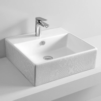 Раковина накладная 50 см ArtCeram Quadro QUL002 01 86, белая, декор Cementina