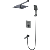 Душевой комплект Wonzon & Woghand WW-88929003-BGM 300 мм, с термостатом, темный графит матовый