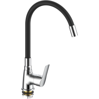 Смеситель для кухни Voda Spring SG519B с гибким изливом, хром/черный