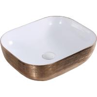 Раковина в ванную накладная 46 см CeramaLux D1333H132 белый, медь