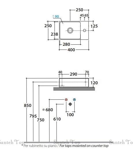 раковина накладная globo t-edge b6r40bi 40х25 см, белый глянцевый