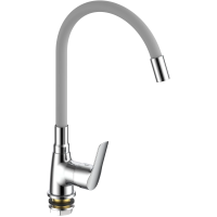 Смеситель для кухни Voda Spring SG519G с гибким изливом, хром/серый