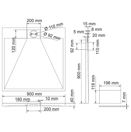 душевой поддон из стеклопластика wasserkraft alme 15t03 90×90x4 белый