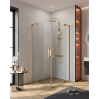 Душевой уголок Cezares Slider SLIDER-AH-2-90/100-100/110-C-BORO 100-110x90-100 см, профиль золотой матовый, стекло прозрачное