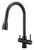 Смеситель для кухни Paulmark Lange La214212-418 с подключением к фильтру, цвет черный металлик
