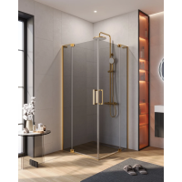 Душевой уголок Cezares Slider SLIDER-A-2-90/100-GRIGIO-BORO 90-100x90-100 см, профиль золотой матовый, стекло графитовое