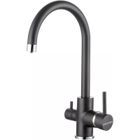 Смеситель для кухни Paulmark Essen Es213211-BLM с подключением к фильтру, черный металлик