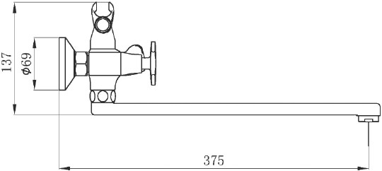 смеситель для ванны с душем raiber main r2202 хром, универсальный