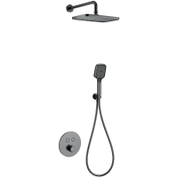 Душевой комплект Wonzon & Woghand WW-D2017-A-BGG 300x200 мм, с термостатом, темный графит матовый
