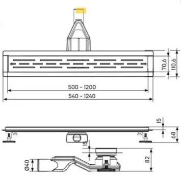 жёлоб линейный esbano combi c-tile-50mc