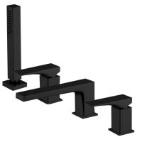 Смеситель Fima Carlo Frattini Zeta F3974NNS на борт ванны, на 4 отв., с ручным душем, чёрный матовый