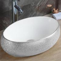Раковина в ванную накладная 49 см CeramaLux 433SS белый, серебро