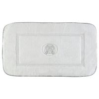 Коврик Migliore Complementi 31922 для ванной комнаты, 100х60 см., цвет белый, вышивка логотип MIGLIORE, окантовка серебро