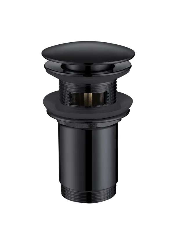 Донный клапан Abber AF0010B для раковины, с переливом, клик клак, черный матовый