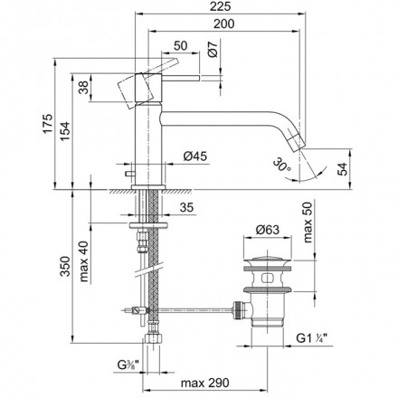 смеситель для раковины fantini nostromo 50 02 2803f