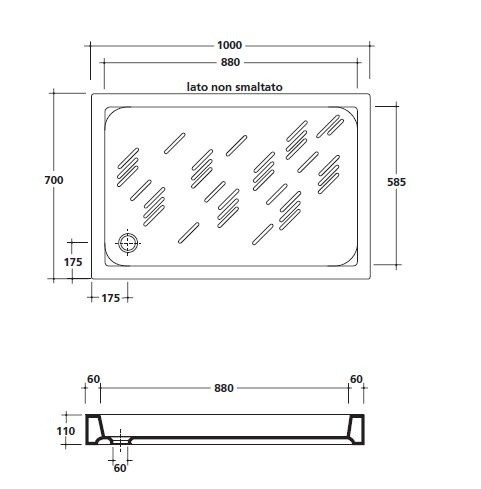 душевой поддон galassia gabbiano 1016 100х70 белый