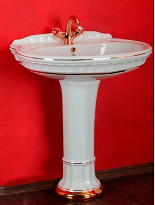 раковина подвесная migliore gianeta ml.gnt-25.870.d1 72.5x58 см, с декором, белая / золото