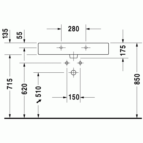 раковина накладная/подвесная duravit vero 0454800825