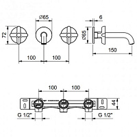 смеситель для раковины fantini icona classic 53 p5 r010b матовая сталь