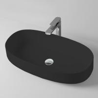 Раковина ArtCeram Cognac Quadro COL005 17 00 накладная, без отв., без перелива, на столешницу, Saniglaze, 68х35хh15 см, черный матовый