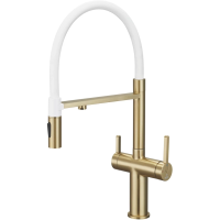 Смеситель для кухни Rose R458G с подключением к фильтру, гибким изливом, золотой матовый