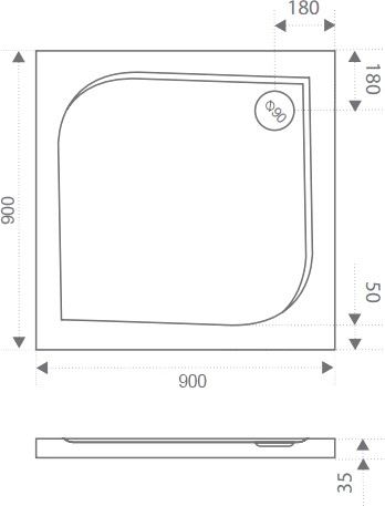душевой поддон из искусственного камня good door квадро 90×90 белый лп00008