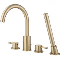 Смеситель на борт ванны Abber Wasser Kreis AF8113G с душевым гарнитуром, золотой матовый