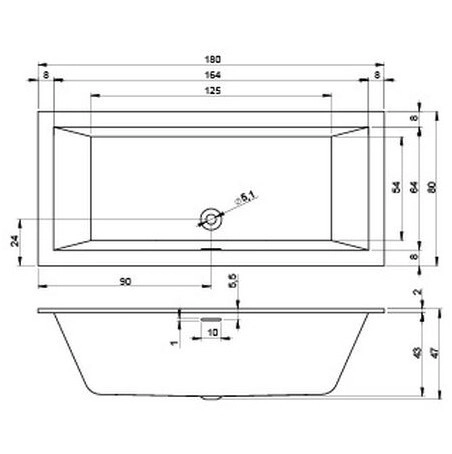акриловая ванна riho rething cubic 180х80 b106001005 (br0800500000000) без гидромассажа