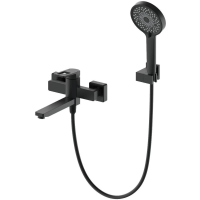 Смеситель для ванны Wonzon & Woghand Frame WW-88639010-MB с душевым гарнитуром, черный матовый