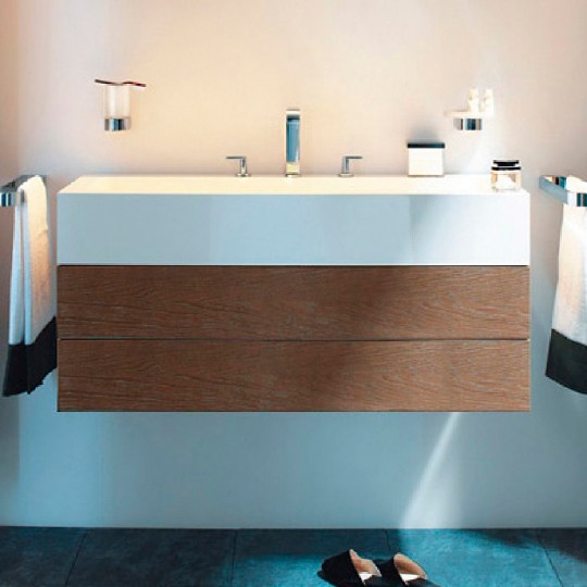 Тумба под раковину Keuco Edition 300 30384 386800 95 см, цвет белый | грецкий орех